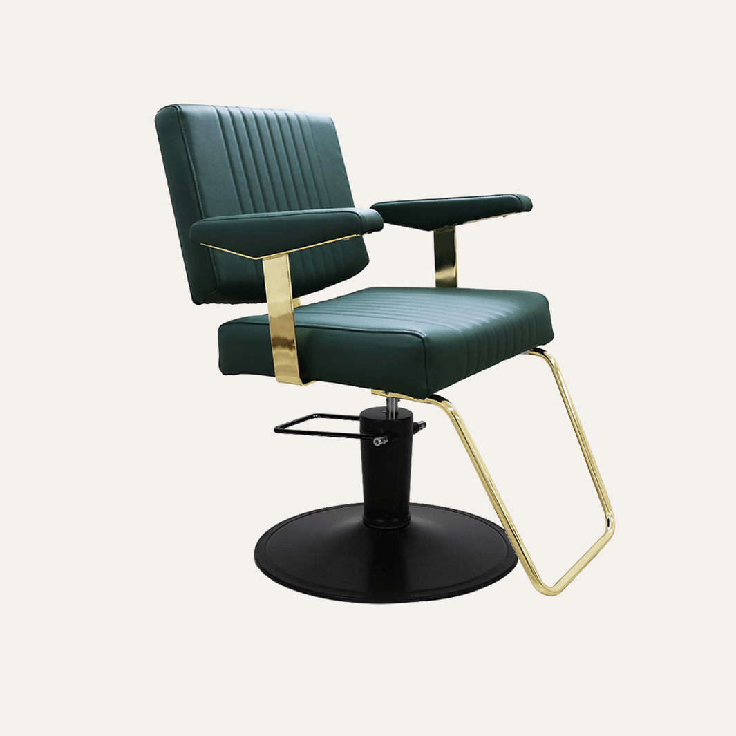 Keller International Athena Salon Chair Evergreen / Black / U-Shaped Gold +$29 DSP-KEL-APCHR-K1158-T-EVERGREEN