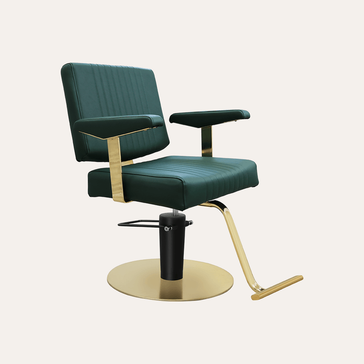 Keller International Athena Salon Chair Evergreen / Gold +$19 *Special Care Instructions* / T-Shaped Gold +$29 DSP-KEL-APCHR-K1158-T-EVERGREEN