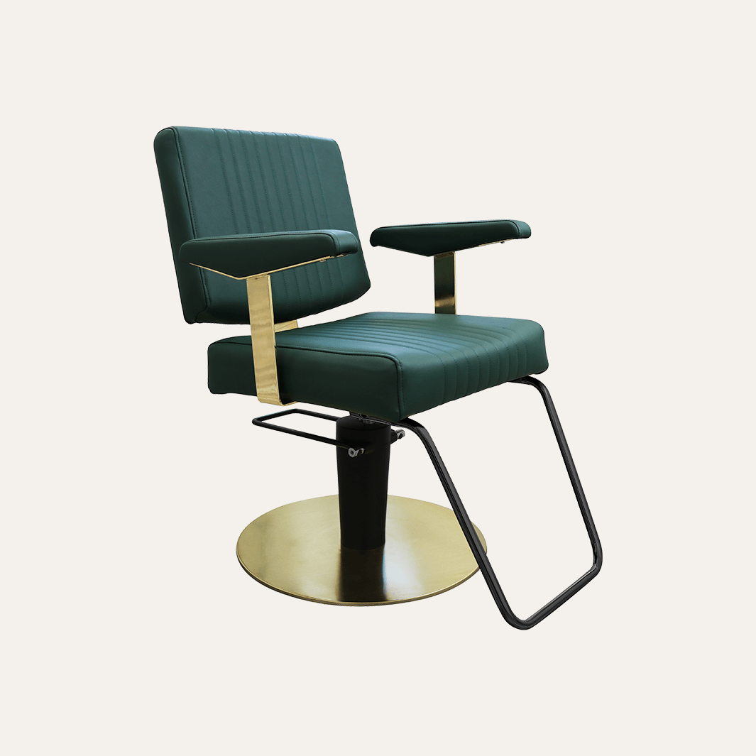 Keller International Athena Salon Chair Evergreen / Gold +$19 *Special Care Instructions* / U-Shaped Black DSP-KEL-APCHR-K1158-T-EVERGREEN