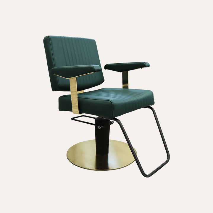 Keller International Athena Salon Chair Evergreen / Gold +$19 *Special Care Instructions* / U-Shaped Black DSP-KEL-APCHR-K1158-T-EVERGREEN