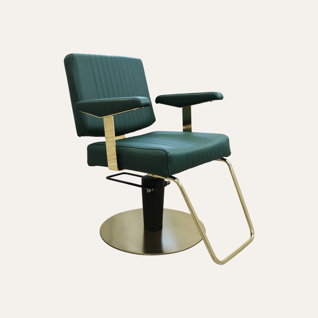 Keller International Athena Salon Chair Evergreen / Gold +$19 *Special Care Instructions* / U-Shaped Gold +$29 DSP-KEL-APCHR-K1158-T-EVERGREEN