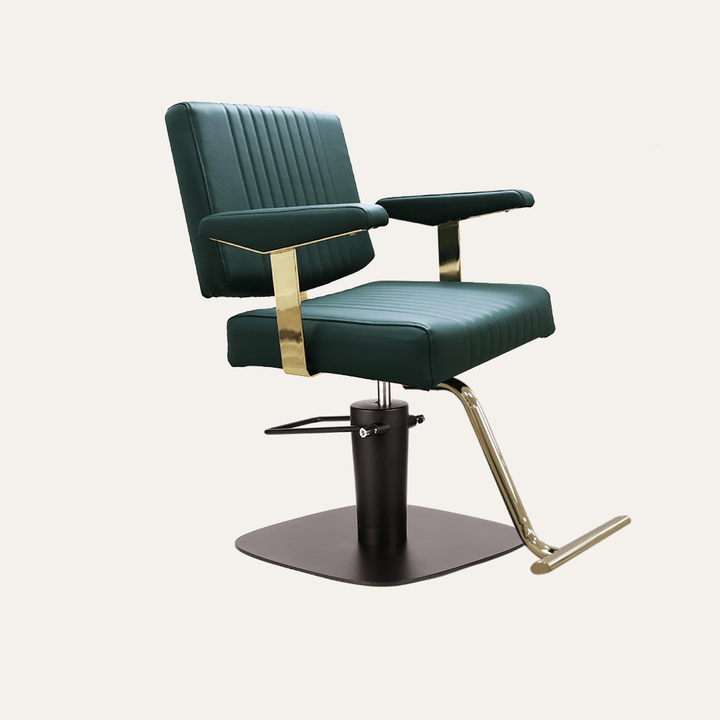 Keller International Athena Salon Chair Evergreen / Square Black +$19 / T-Shaped Gold +$29 DSP-KEL-APCHR-K1158-T-EVERGREEN