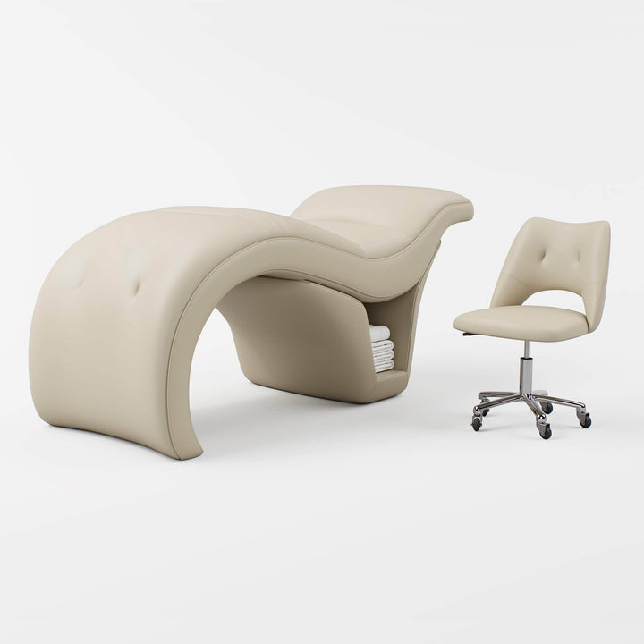 BeNoravo BeNoravo S-Shape Beauty Bed with Stool Light Brown FF-BNR-FCCHR-NKP286131-BRN