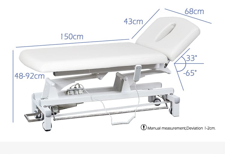 Beauty-Ace 2 Section Adjustable Electric Facial Bed, Physical Therapy Table (White) BAS808 FF-DPI-FCCHR-S808-WHT
