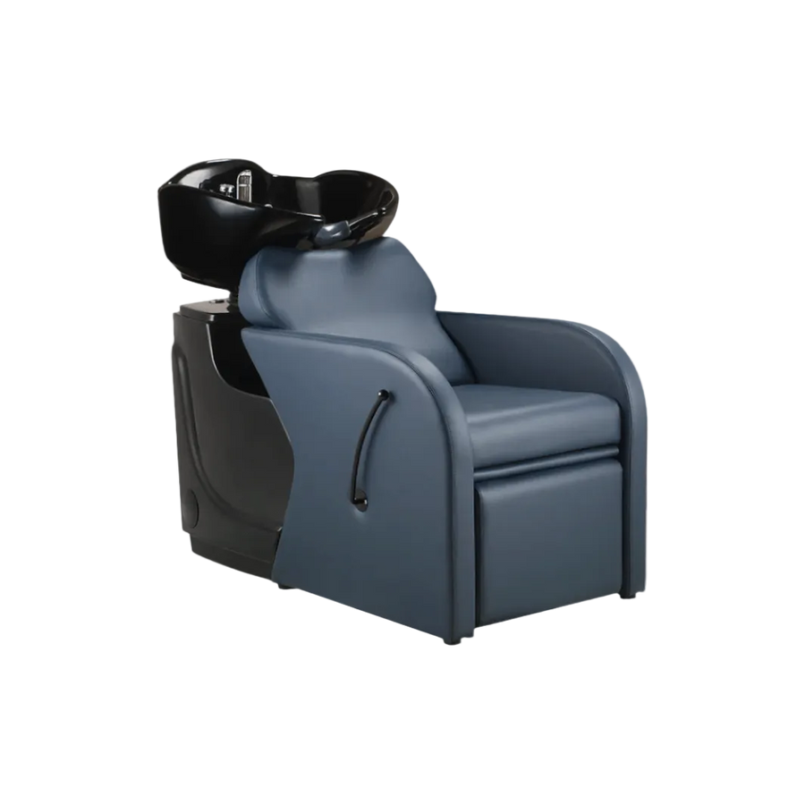 Keller International Caitlyn Shampoo Bowl And Chair Slate Blue / Black / Chrome DSP-KEL-BWSH-K4100-CHAIR-SLATEBLUE0