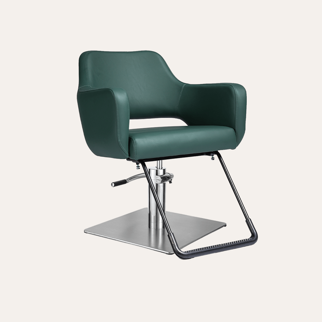 Keller International Chic Salon Chair Evergreen / Stainless Square DSP-KEL-APCHR-K1175-T-EVERGREEN
