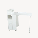Beauty-Ace Compact Folding Manicure Table with Cabinet Storage (White) BA3902 FF-DPI-NTBL-3902-WHT