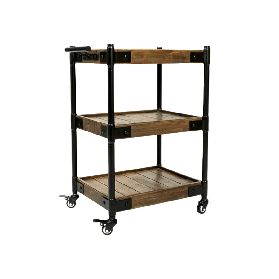 Keller International Sierra Reclaimed 3-Tier Rolling Cart DSP-KEL-NTRLY-K7770