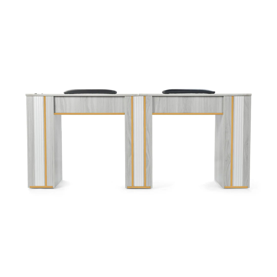 J&A USA GrayGold Nail Double Table DSP-J&A-NTBL-GG-DOUBLE