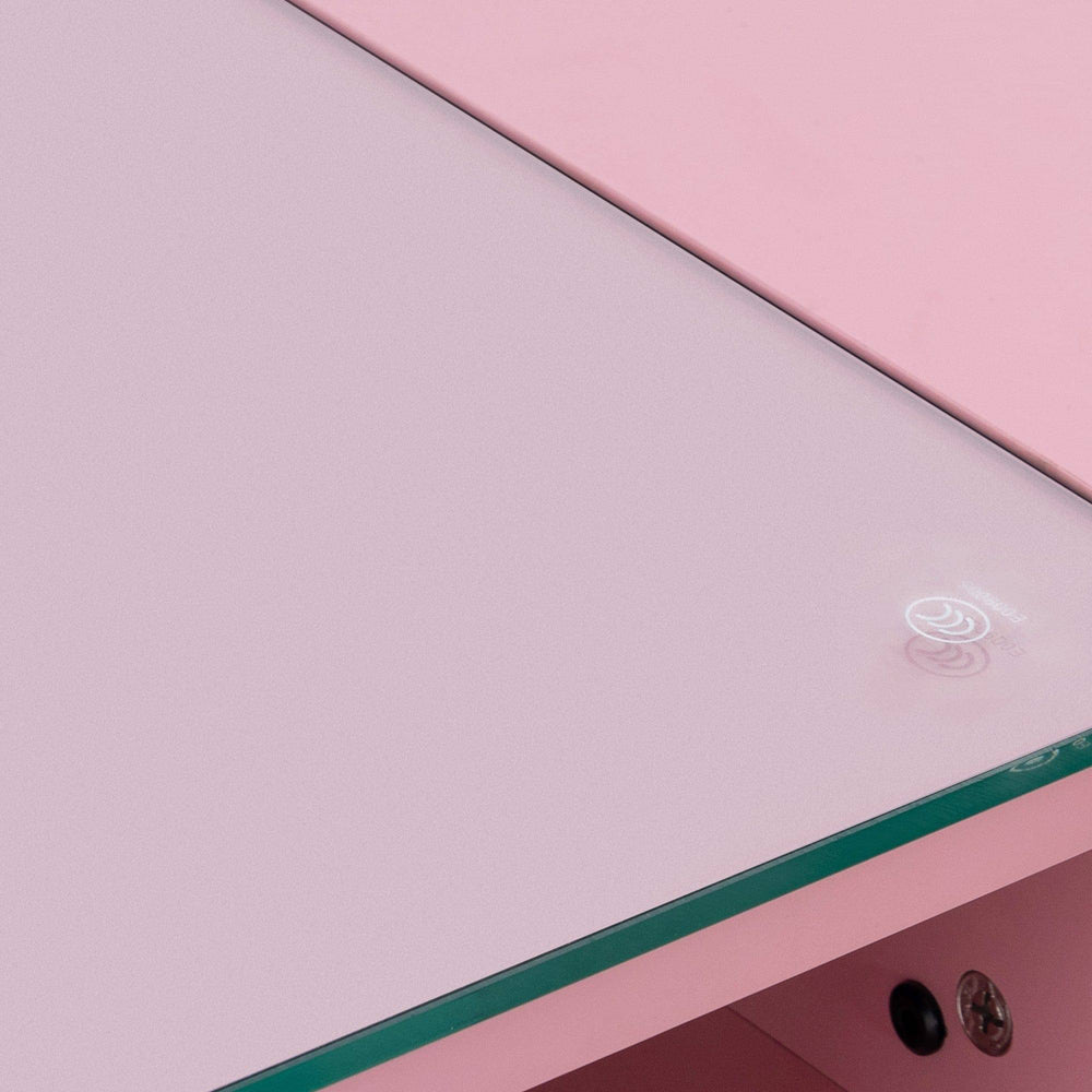 Mesa de manicura organizadora con tapa de vidrio color blanco