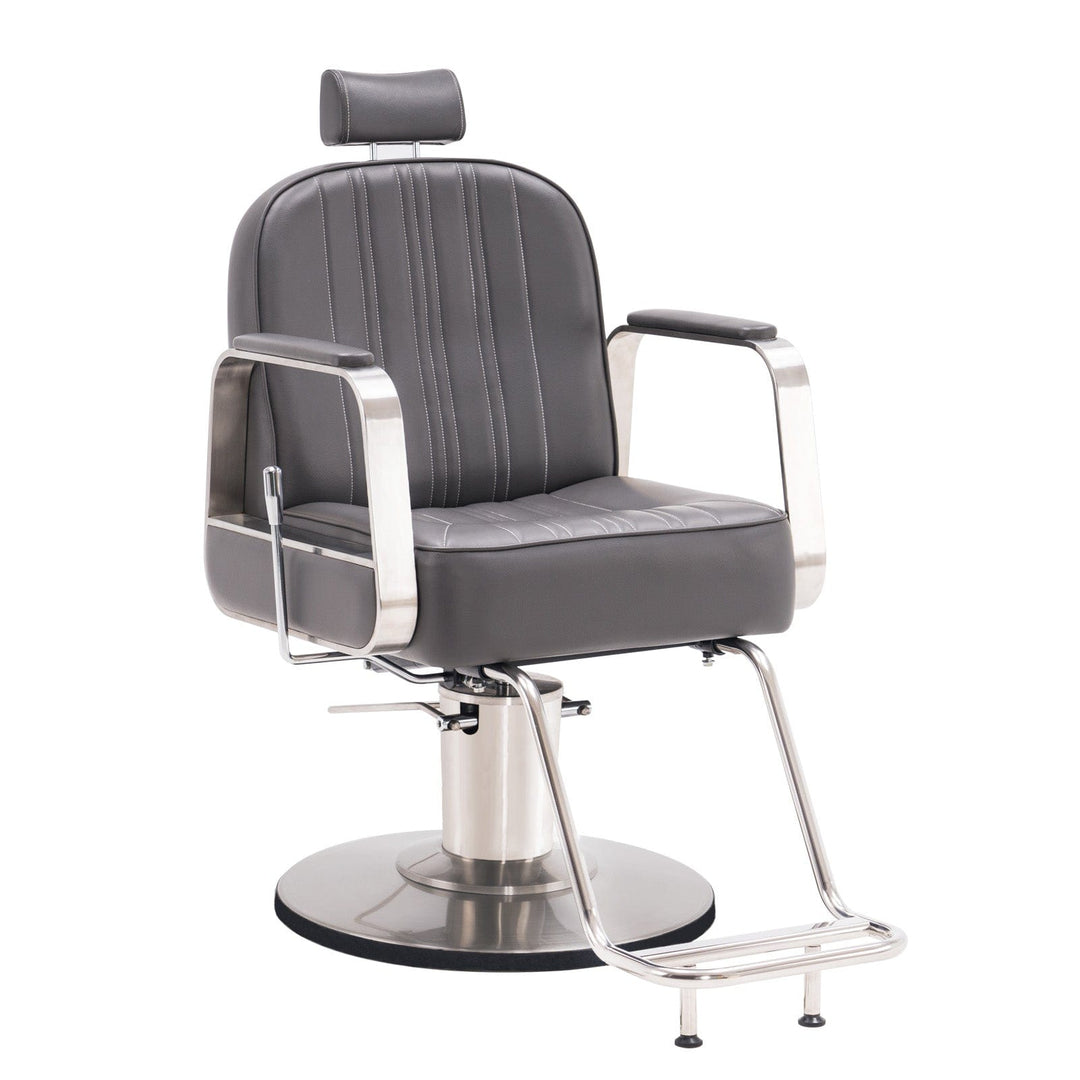 Brooks Salon Furnishing The Vanguard Barber Chair Grey DSP-BBP-APCHR-6154-8548EY