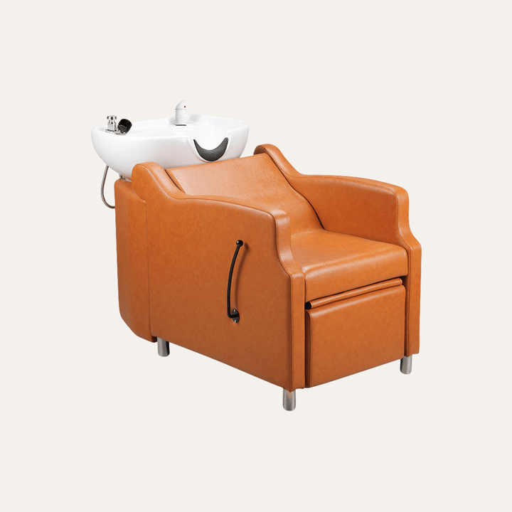 Keller International Amaré Shampoo Bowl & Chair Camel / White / White DSP-KEL-BWSH-K4002-CAMEL