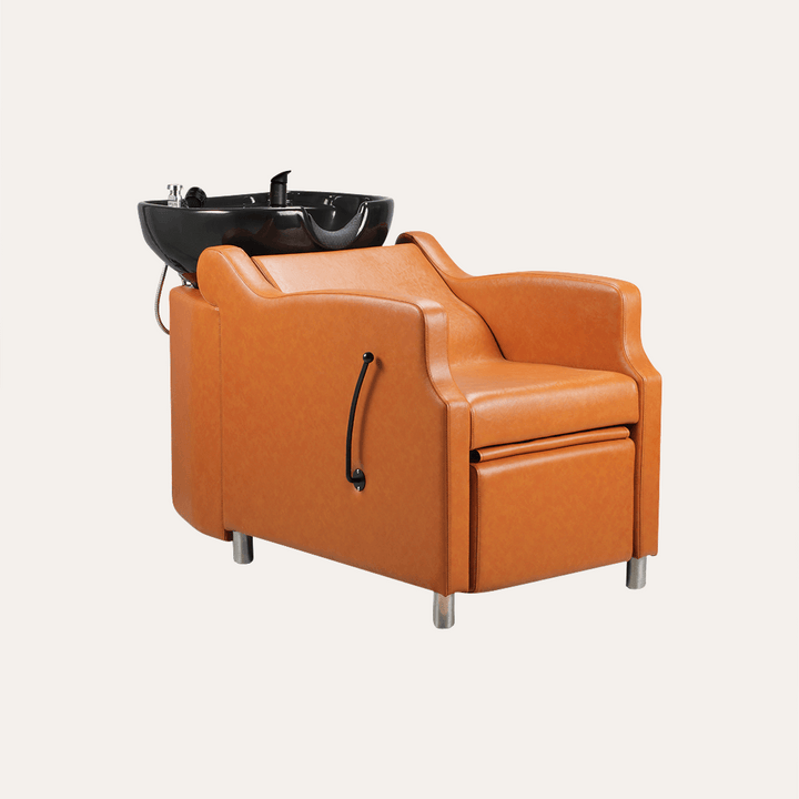 Keller International Amaré Shampoo Bowl & Chair Camel / Black / Black DSP-KEL-BWSH-K4002-CAMEL