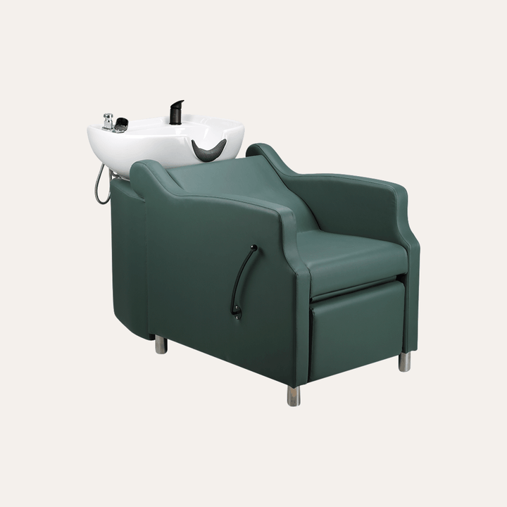 Keller International Amaré Shampoo Bowl & Chair Evergreen / White / Black DSP-KEL-BWSH-K4002-EVERGREEN