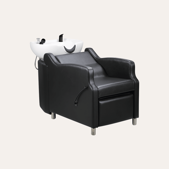 Keller International Amaré Shampoo Bowl & Chair Black / White / Black DSP-KEL-BWSH-K4002-BLACK