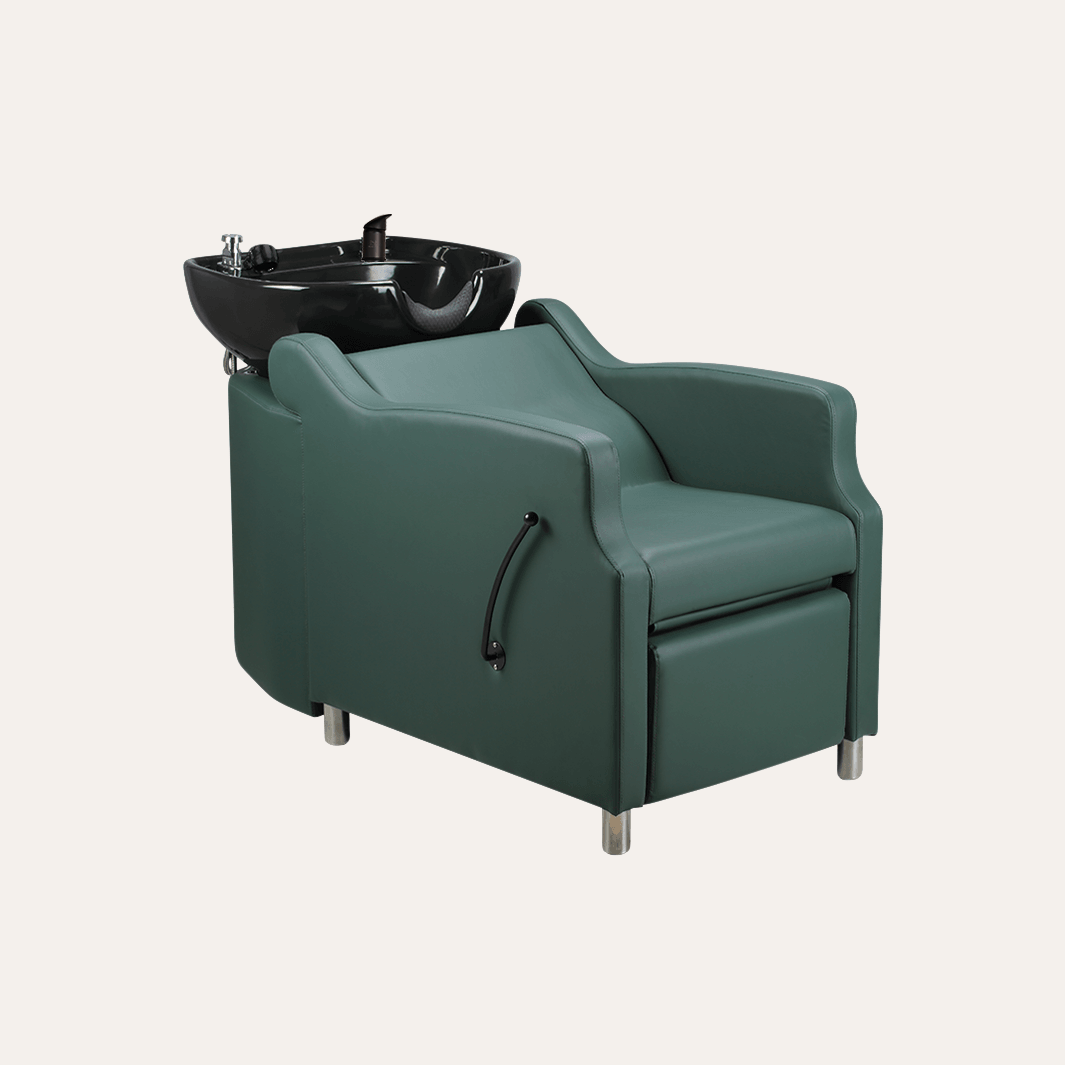 Keller International Amaré Shampoo Bowl & Chair Evergreen / Black / Black DSP-KEL-BWSH-K4002-EVERGREEN