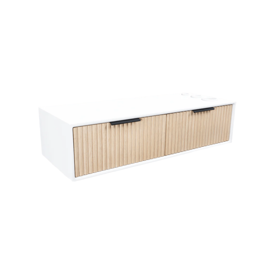 Keller International Nouveau Tambour Wall Mounted Station Natural Oak / No Mirror DSP-KEL-SYSTL-K7720-NATURALOAK
