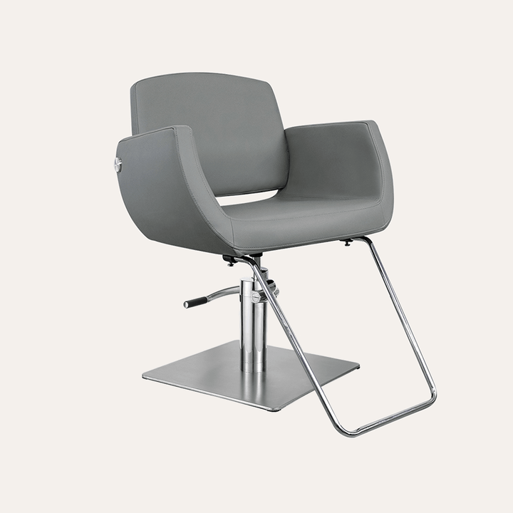 Keller International Denver Salon Chair Grey / Stainless Square / Chrome DSP-KEL-APCHR-K1107-T-GREY