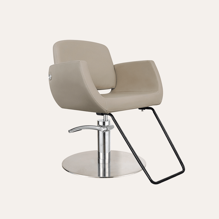Keller International Denver Salon Chair Warm Cashmere / Stainless Circle / Black +$19 DSP-KEL-APCHR-K1107-T-WarmCashmere