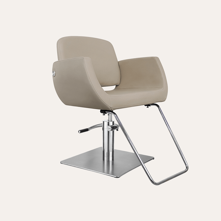 Keller International Denver Salon Chair Warm Cashmere / Stainless Square / Chrome DSP-KEL-APCHR-K1107-T-WarmCashmere