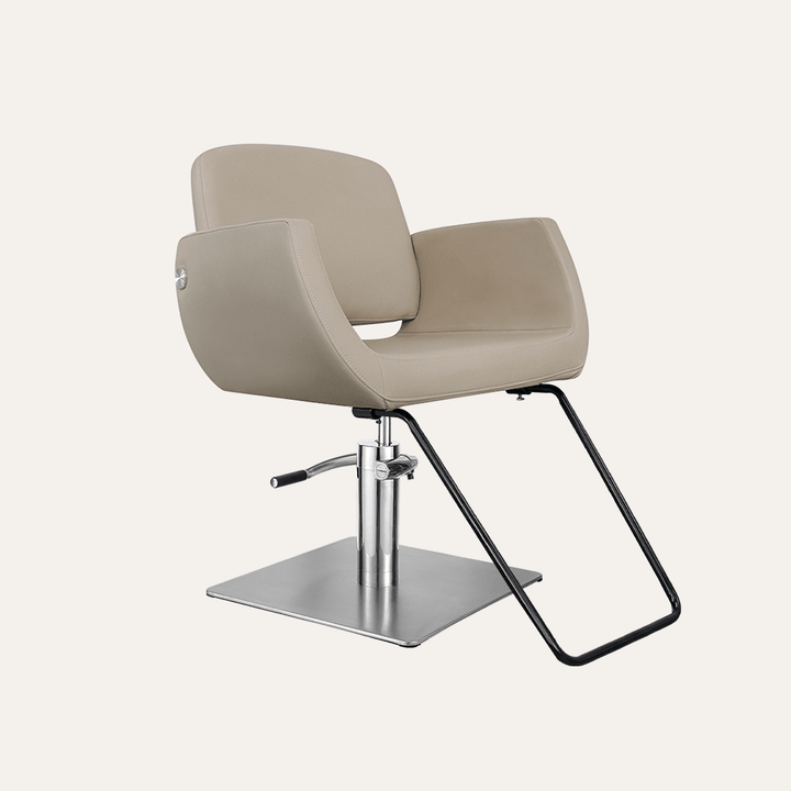 Keller International Denver Salon Chair Warm Cashmere / Stainless Square / Black +$19 DSP-KEL-APCHR-K1107-T-WarmCashmere
