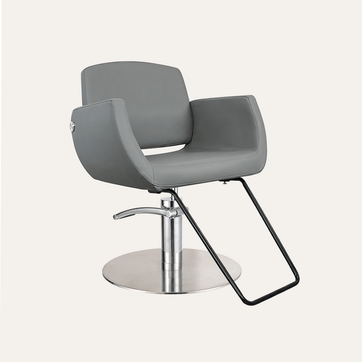 Keller International Denver Salon Chair Grey / Stainless Circle / Black +$19 DSP-KEL-APCHR-K1107-T-GREY