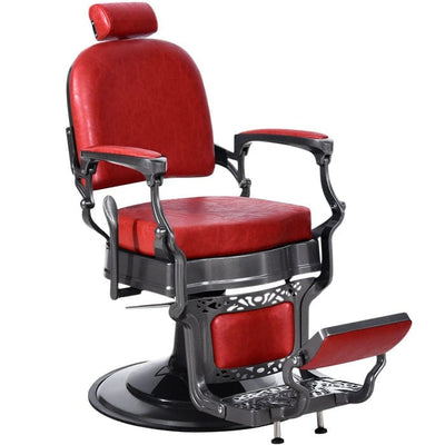 Brooks Salon Furnishing ClassicRevive All-Purpose Hydraulic Vintage Barber Chair Red FF-BBP-BBCHR-3850-RED