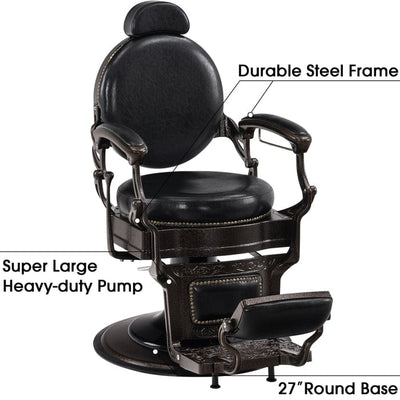 Brooks Salon Furnishing RetroFlex Heavy-Duty All-Purpose Hydraulic Barber Chair
