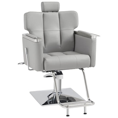 Brooks Salon Furnishing EleganceFlow Pro Modern Recline Hydraulic Barber Chair Grey FF-BBP-BBCHR-M9172-GRY