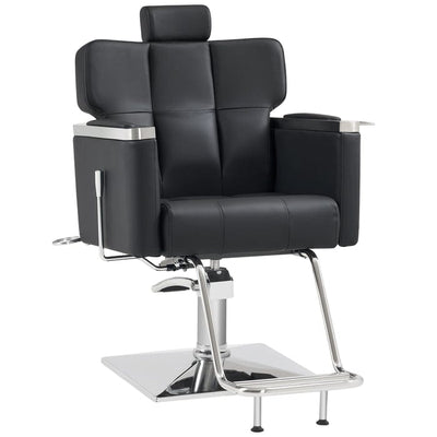 Brooks Salon Furnishing EleganceFlow Pro Modern Recline Hydraulic Barber Chair Black FF-BBP-BBCHR-M9172-BLK