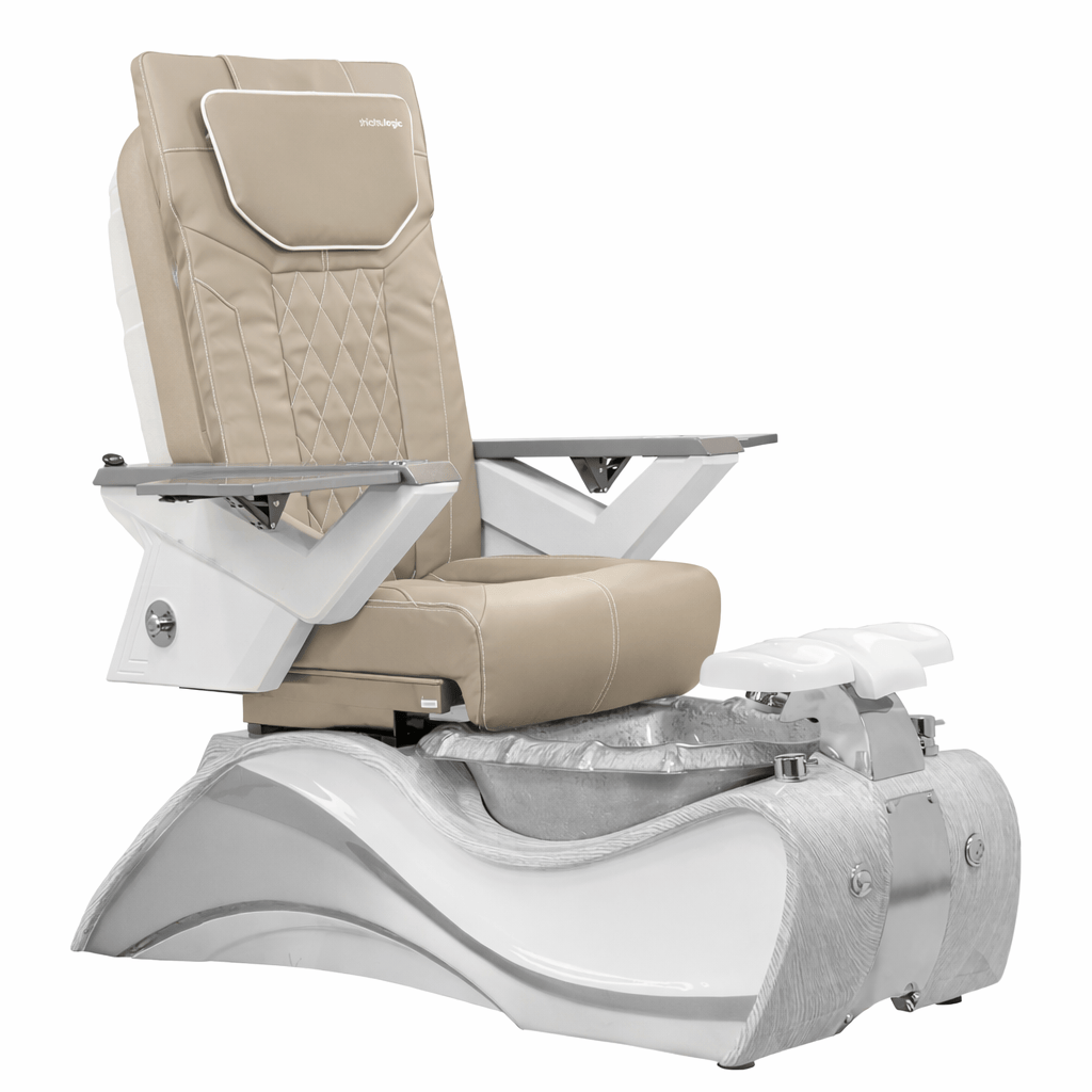 Mayakoba FIOR Shiatsulogic FX Pedicure Chair Light Khaki FX / Ultra White with Grey Oak Trim AYC-SPA-FIOR-FX9653-1255WHTGRY-53LKK