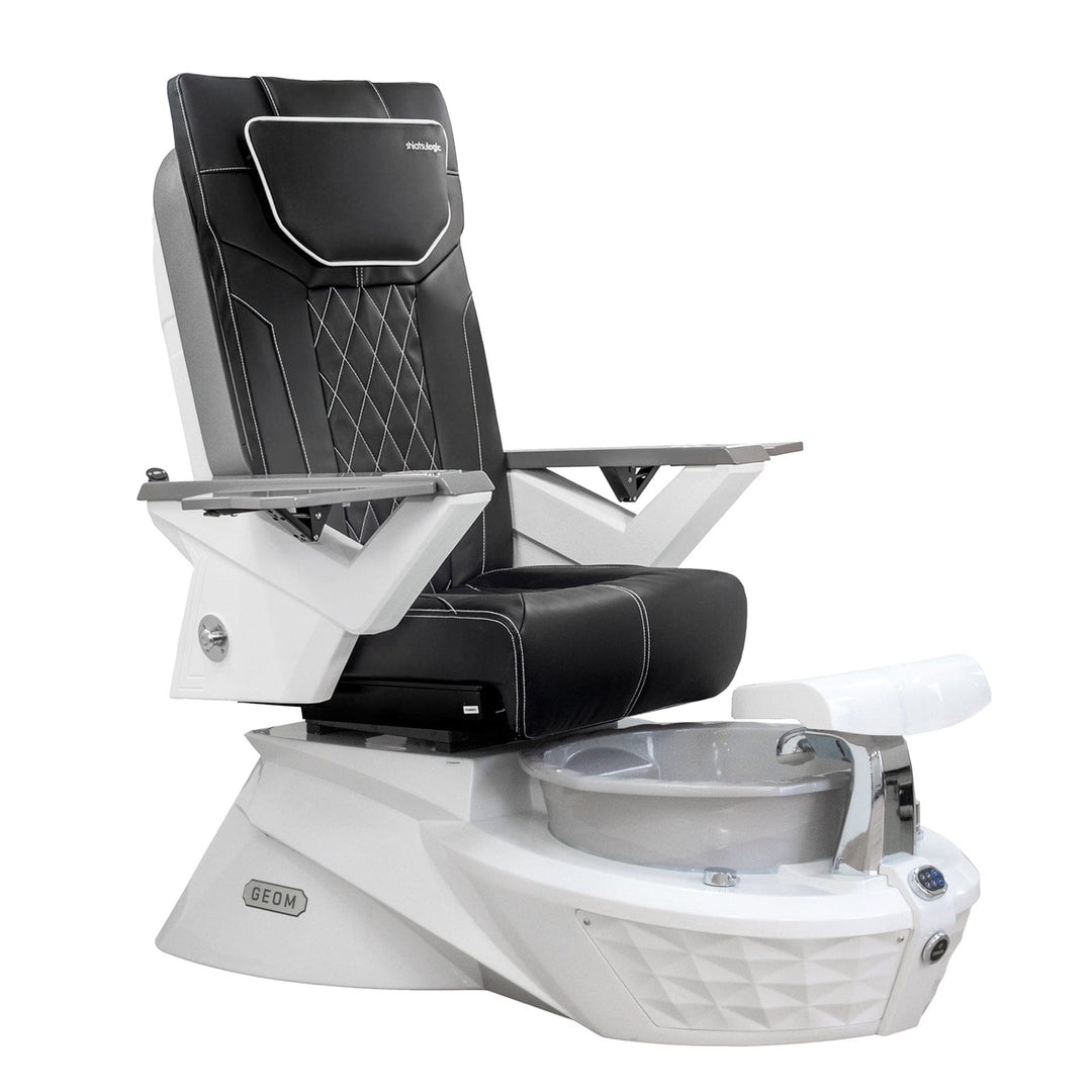 Mayakoba GEOM Shiatsulogic FX Pedicure Chair Black FX / Glacial White Base with Stone Grey Bowl AYC-SPA-GEOM-FX9653-WHGY-53BLK