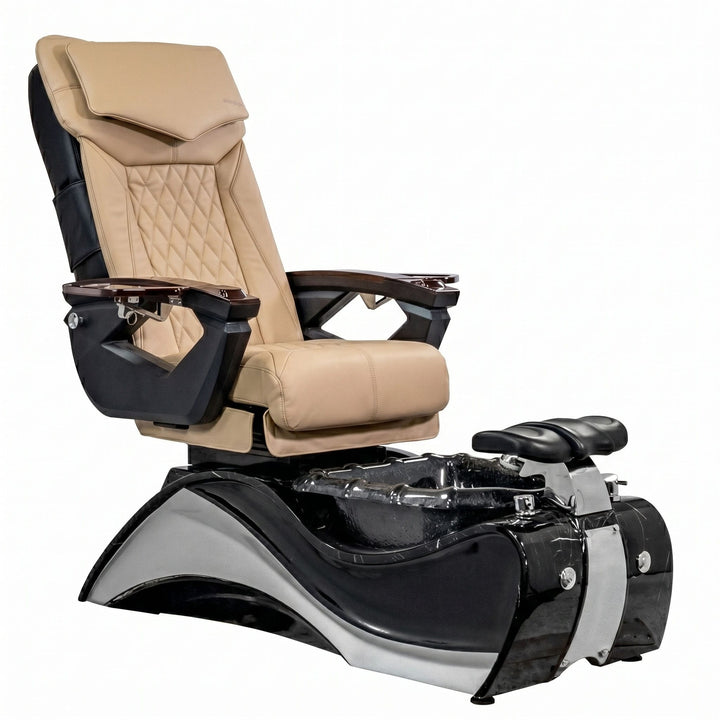 Mayakoba FIOR Shiatsulogic LX Pedicure Chair Light Khaki LX / Caviar Black with Marble Trim AYC-SPA-FIOR-LX1807-1255BLKMBL-18VLKK