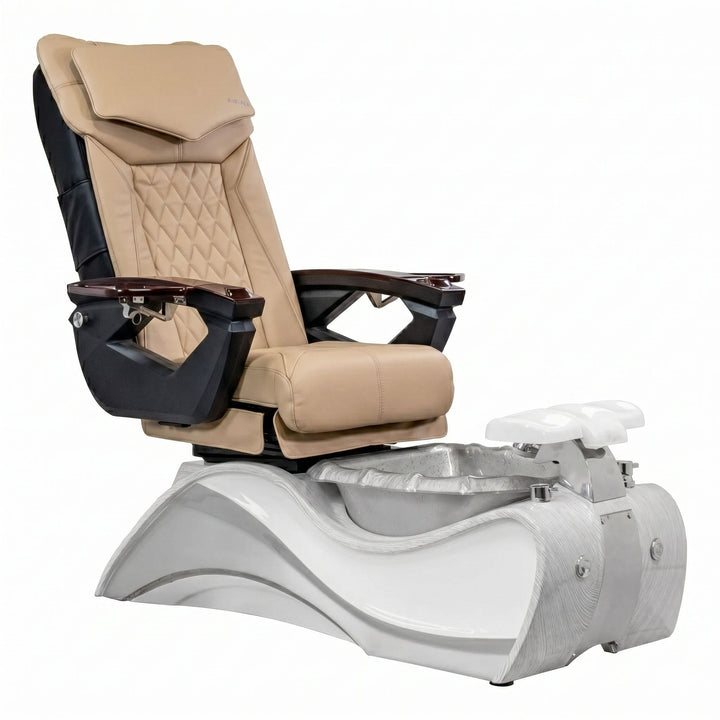 Mayakoba FIOR Shiatsulogic LX Pedicure Chair Light Khaki LX / Ultra White with Grey Oak Trim AYC-SPA-FIOR-LX1807-1255WHTGRY-18VLKK