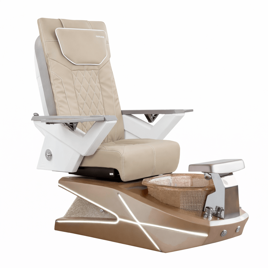 Mayakoba GEOM II Shiatsulogic FX Pedicure Chair Light Khaki FX / Champagne with Champagne Resin Bowl AYC-SPA-GEOM-2-FX-1280-CMPCMP-53LKK