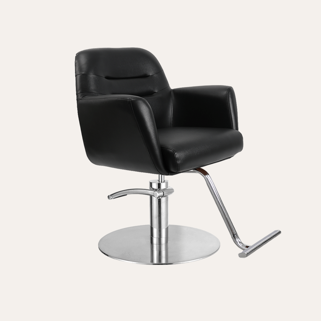 Keller International Gemma Salon Chair Black / Stainless Circle / Chrome DSP-KEL-APCHR-K1126-T-BLACK