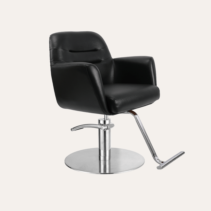 Keller International Gemma Salon Chair Black / Stainless Circle / Chrome DSP-KEL-APCHR-K1126-T-BLACK