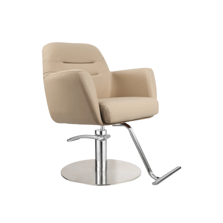 Keller International Gemma Salon Chair Cashmere / Stainless Circle / Chrome DSP-KEL-APCHR-K1126-T-CASHMERE