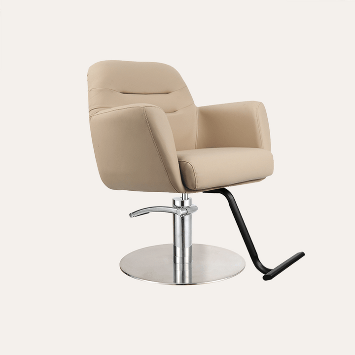Keller International Gemma Salon Chair Cashmere / Stainless Circle / Black +$19 DSP-KEL-APCHR-K1126-T-CASHMERE