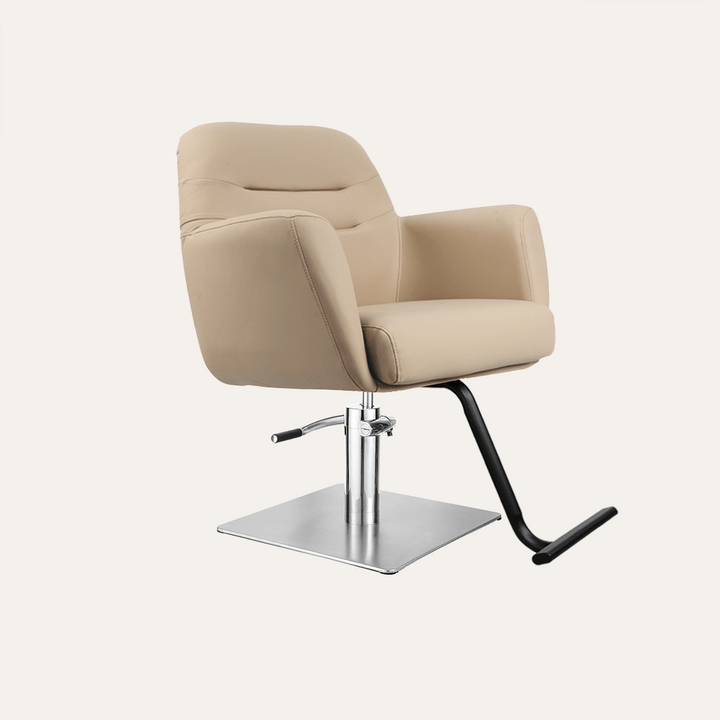 Keller International Gemma Salon Chair Cashmere / Stainless Square / Black +$19 DSP-KEL-APCHR-K1126-T-CASHMERE