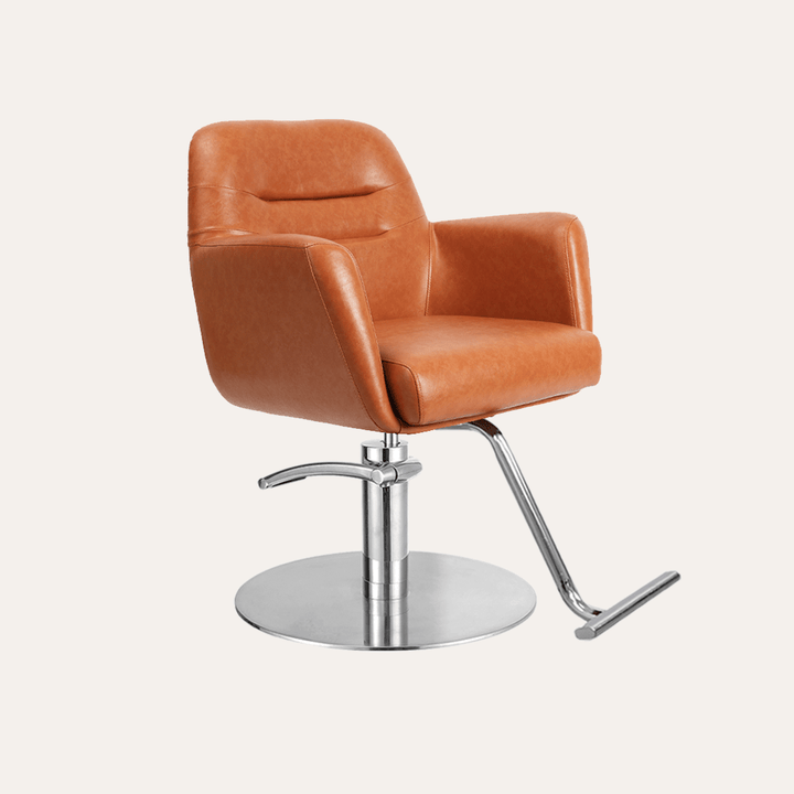 Keller International Gemma Salon Chair Camel / Stainless Circle / Chrome DSP-KEL-APCHR-K1126-T-CAMEL