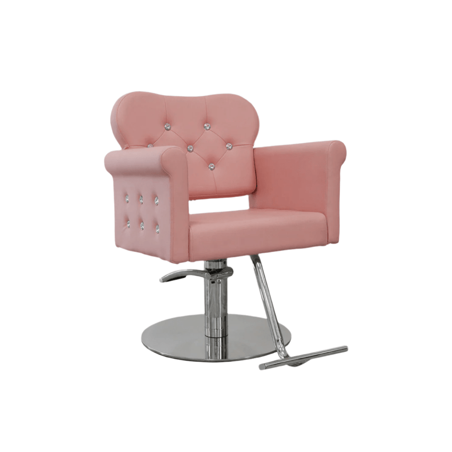 Keller International Glam Ii Salon Chair Pink / Stainless Circle / Chrome DSP-KEL-APCHR-K1168C-T-PINK