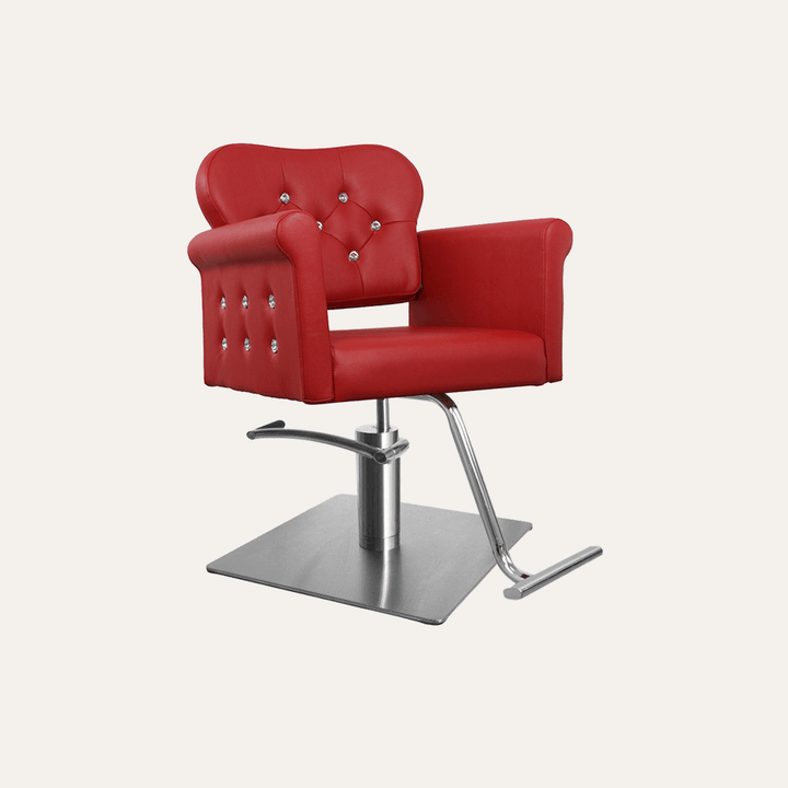 Keller International Glam Ii Salon Chair Red / Stainless Square / Chrome DSP-KEL-APCHR-K1168C-T-RED