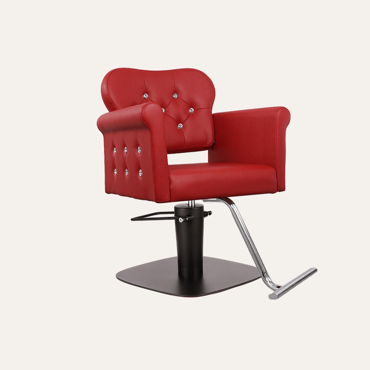 Keller International Glam Ii Salon Chair Red / Square Black +$19 / Chrome DSP-KEL-APCHR-K1168C-T-RED