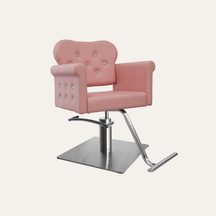 Keller International Glam Ii Salon Chair Pink / Stainless Square / Chrome DSP-KEL-APCHR-K1168C-T-PINK
