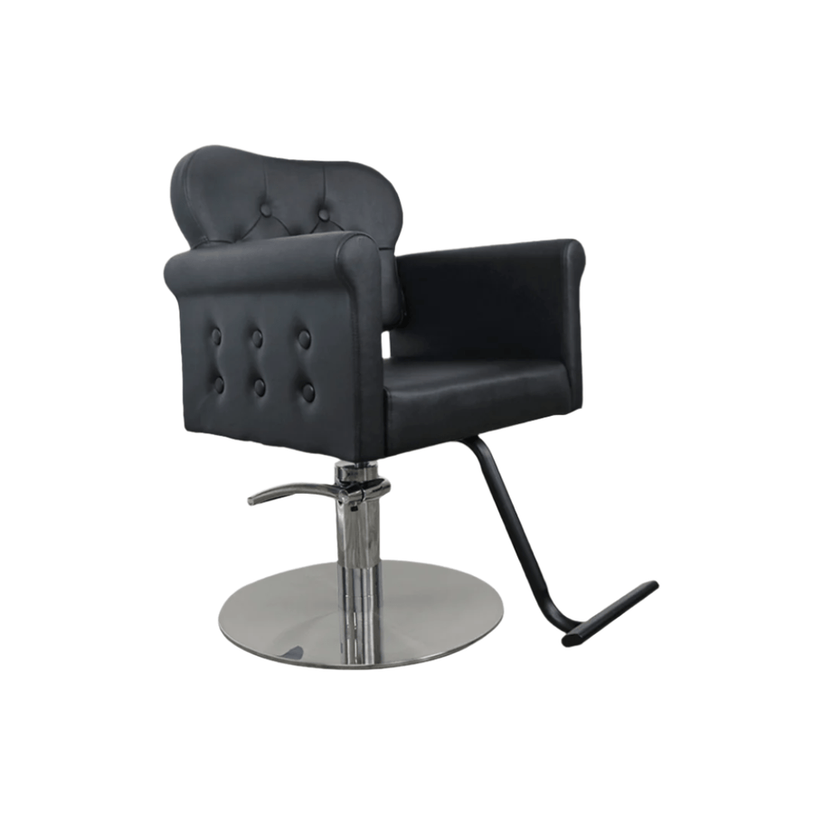 Keller International Glam Salon Chair Stainless Circle / Black +$19 DSP-KEL-APCHR-K1168-T-BLACK