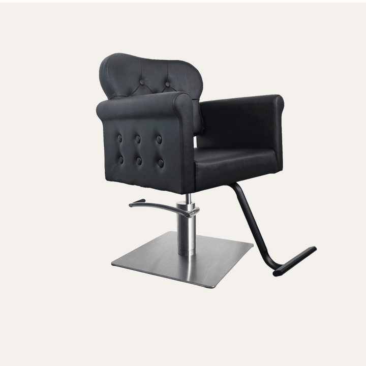 Keller International Glam Salon Chair Stainless Square / Black +$19 DSP-KEL-APCHR-K1168-T-BLACK