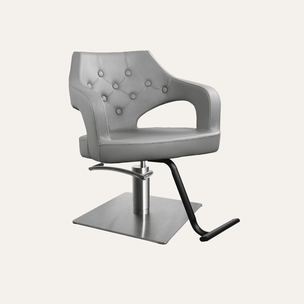 Keller International Glitz Salon Chair Grey / Stainless Square / Black +$19 DSP-KEL-APCHR-K1167-T-GREY