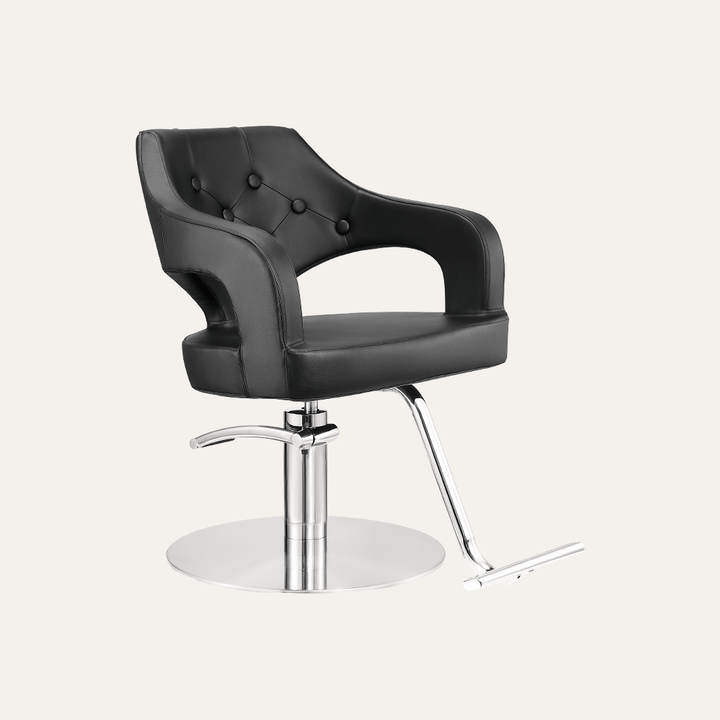 Keller International Glitz Salon Chair Black / Stainless Circle / Chrome DSP-KEL-APCHR-K1167-T-BLACK