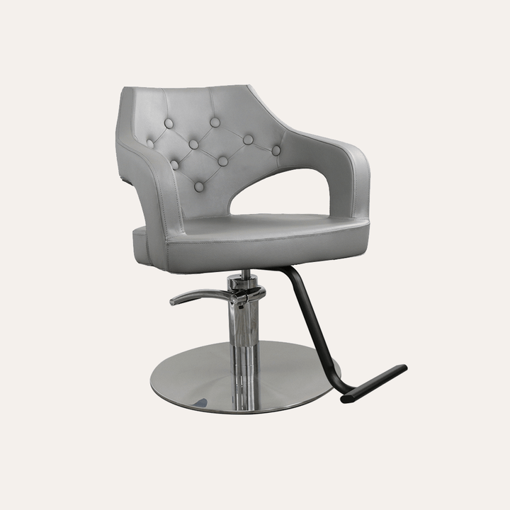 Keller International Glitz Salon Chair Grey / Stainless Circle / Black +$19 DSP-KEL-APCHR-K1167-T-GREY